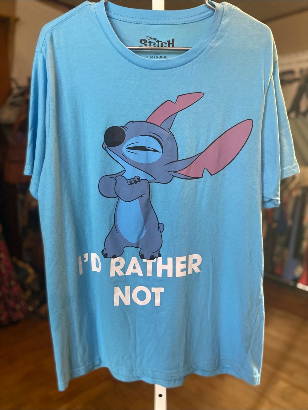 Disney Stitch ‘I’d Rather Not’ Short-Sleeve Graphic Tee - Light Blue